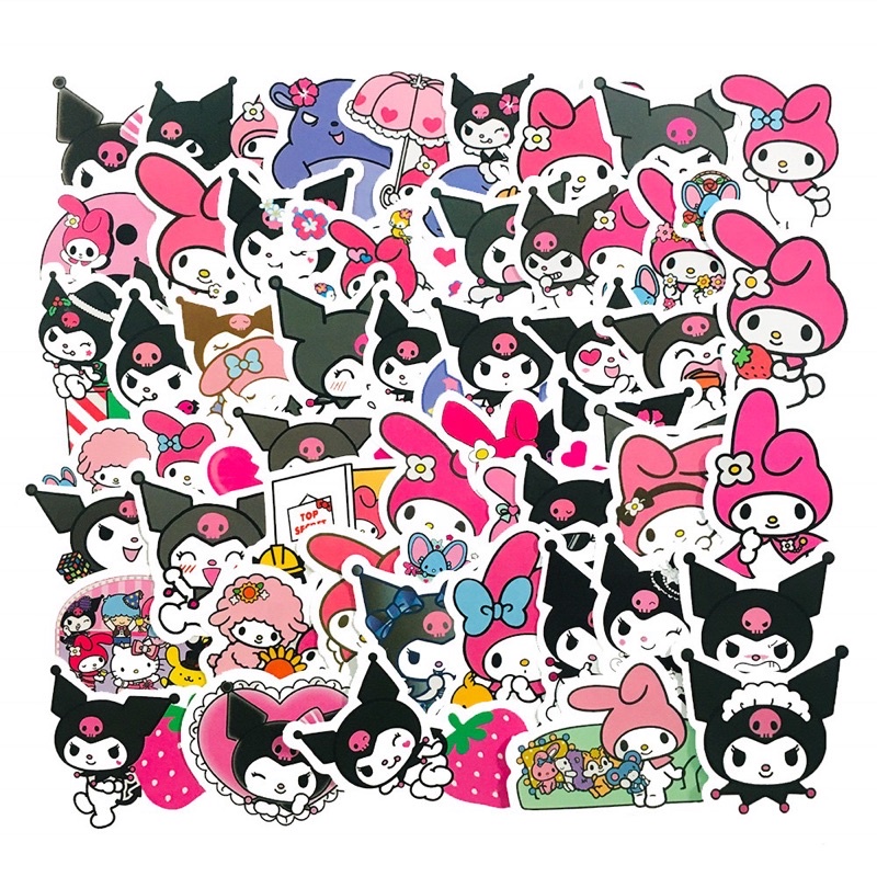 Sticker Kuromi and my medoly 30-60 cái/ Hình dán Kuromi and My melody