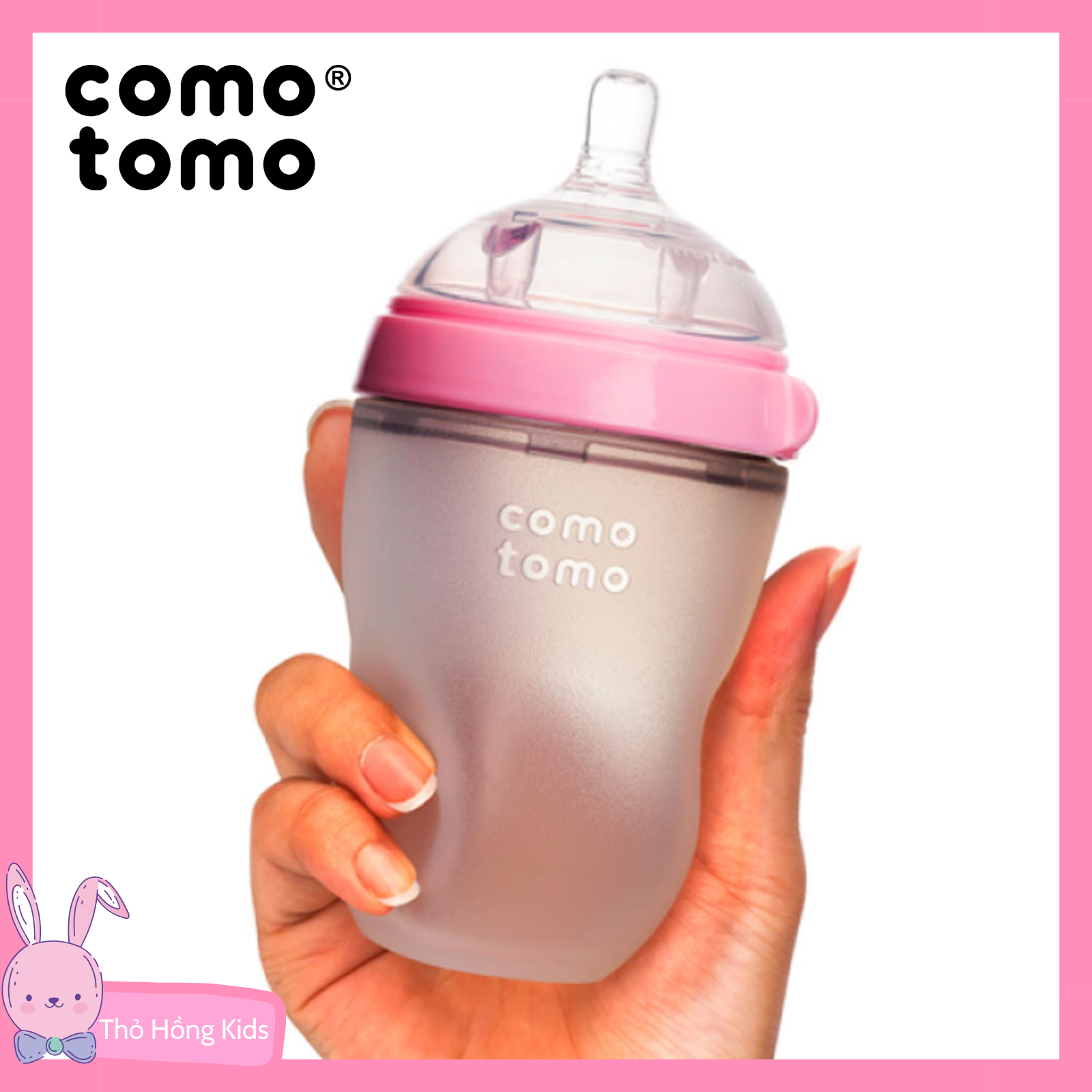 Bình sữa cho bé Comotomo chính hãng 150ml 250ml siêu mềm - Thỏ Hồng Kids