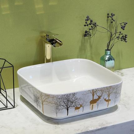 Chậu rửa lavabo gốm sứ nghệ thuật LAV0056 – Họa tiết dấu ấn mùa đông