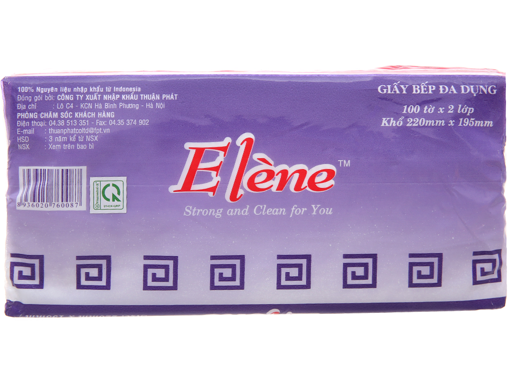 Khăn giấy Elene gói 100 tờ ( 2 lớp ) bếp đa dụng