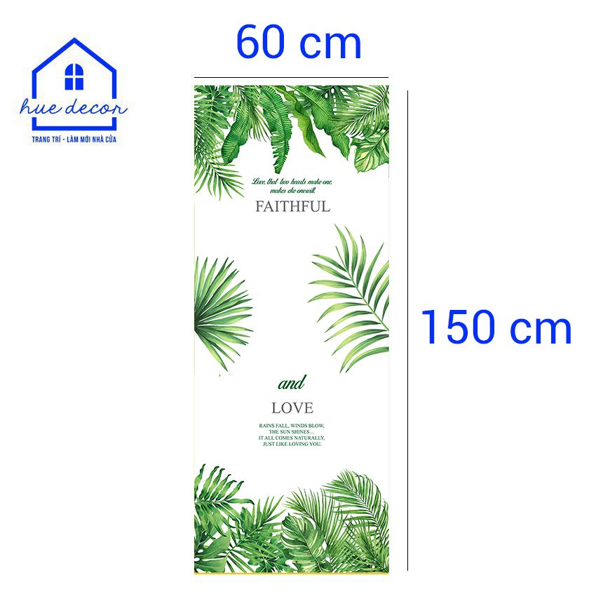 Miếng dán Decal dán tủ lạnh lá xanh thương hiệu  huedecor khoác áo mới cho chiếc tủ lạnh cũ nhà bạn, chất liệu siêu bền chống nước, nấm mốc, phù hợp với mọi không gian