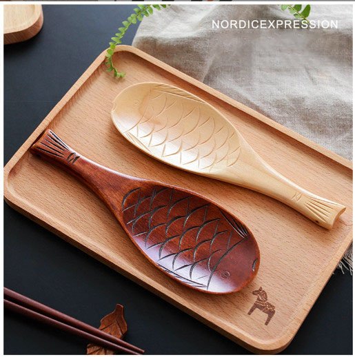 Thìa gỗ xới cơm hình cá