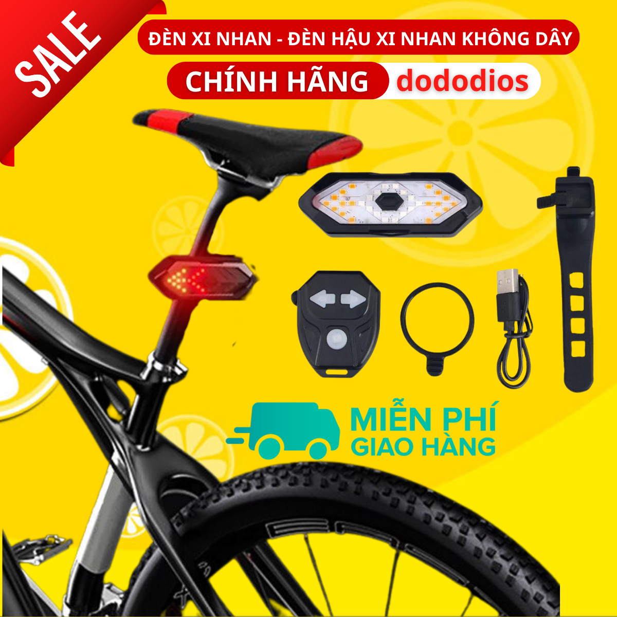 Đèn xi nhan xe đạp thể thao - Đèn hậu xi nhan pin sạc không dây xe đạp