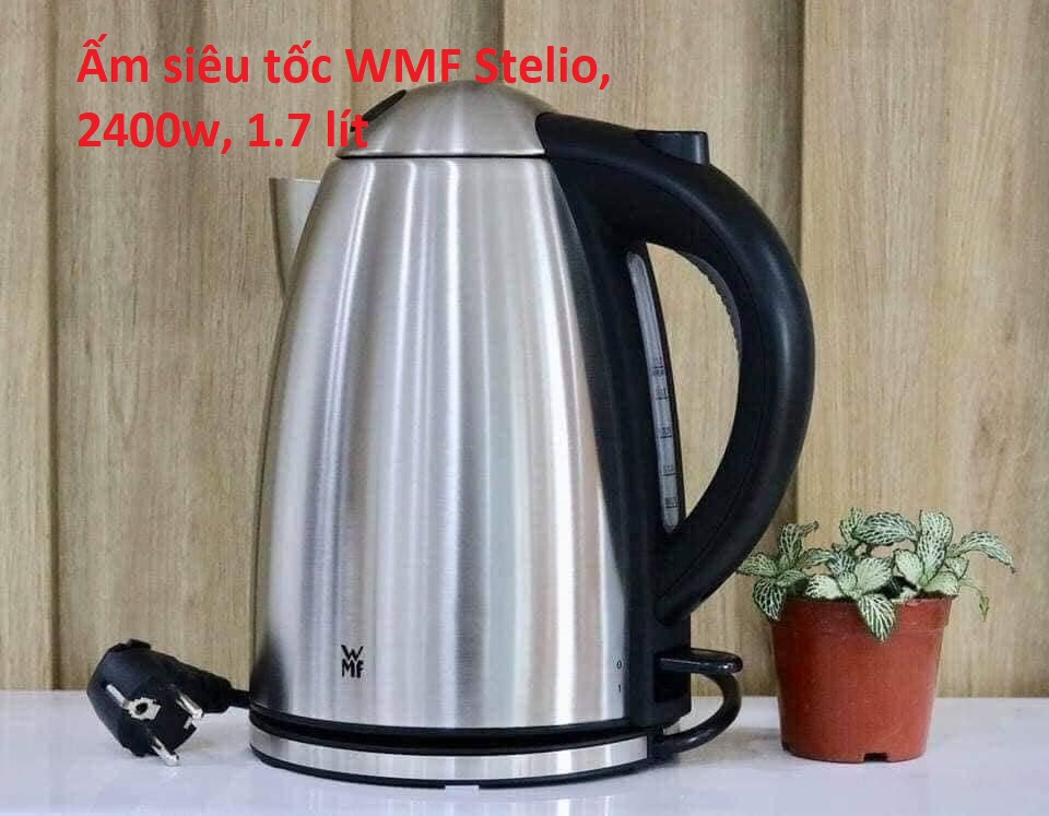 WMF Stelio kettle stainless steel, 1.7l, with filter, 2400W, wireless, illuminated water level indicator, lime water filter, cromargan matt [Energy Class A]