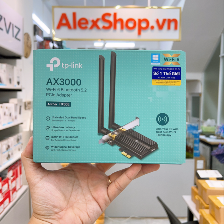 Card WiFi 6 TP-Link TX55E / TX20E Băng Thông Ax3000 / Ax1800 , Bluetooth 5.2 Dành cho PC