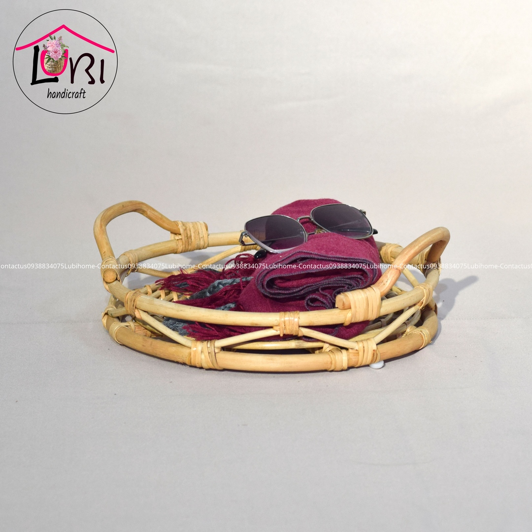 Round rattan trays - set of 3