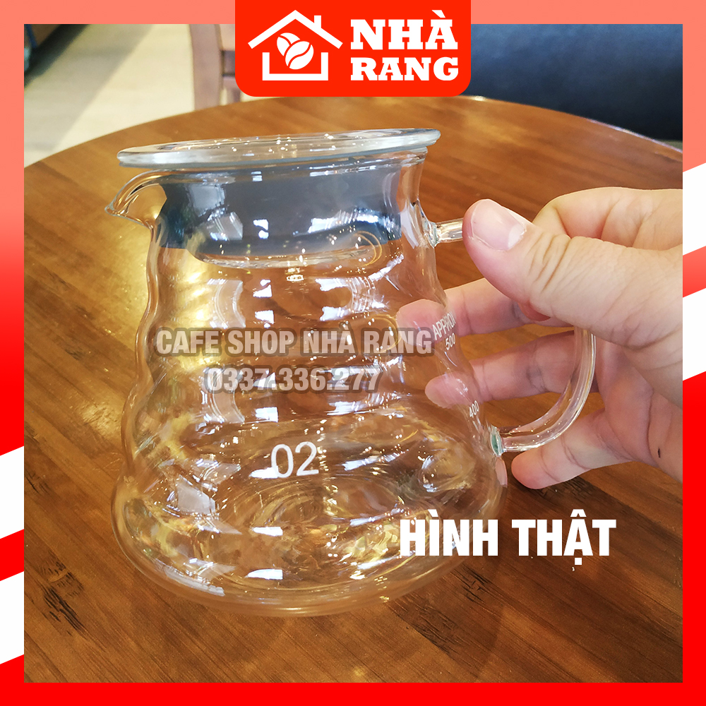 Bình thủy tinh pha cà phê 300ml 500ml có nắp đậy | Cafe Nhà Rang