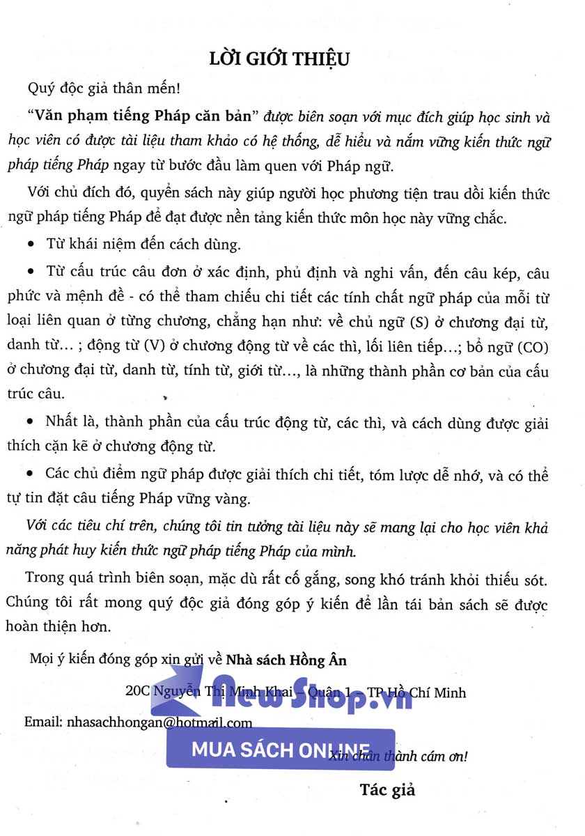Sách - Văn Phạm Tiếng Pháp Căn Bản - HA - Newshop
