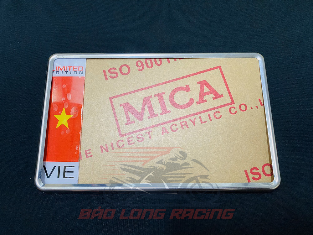 Bộ Ốp biển số xe máy lá cờ Inox (gồm khung +viền + meca + tem lá cờ)