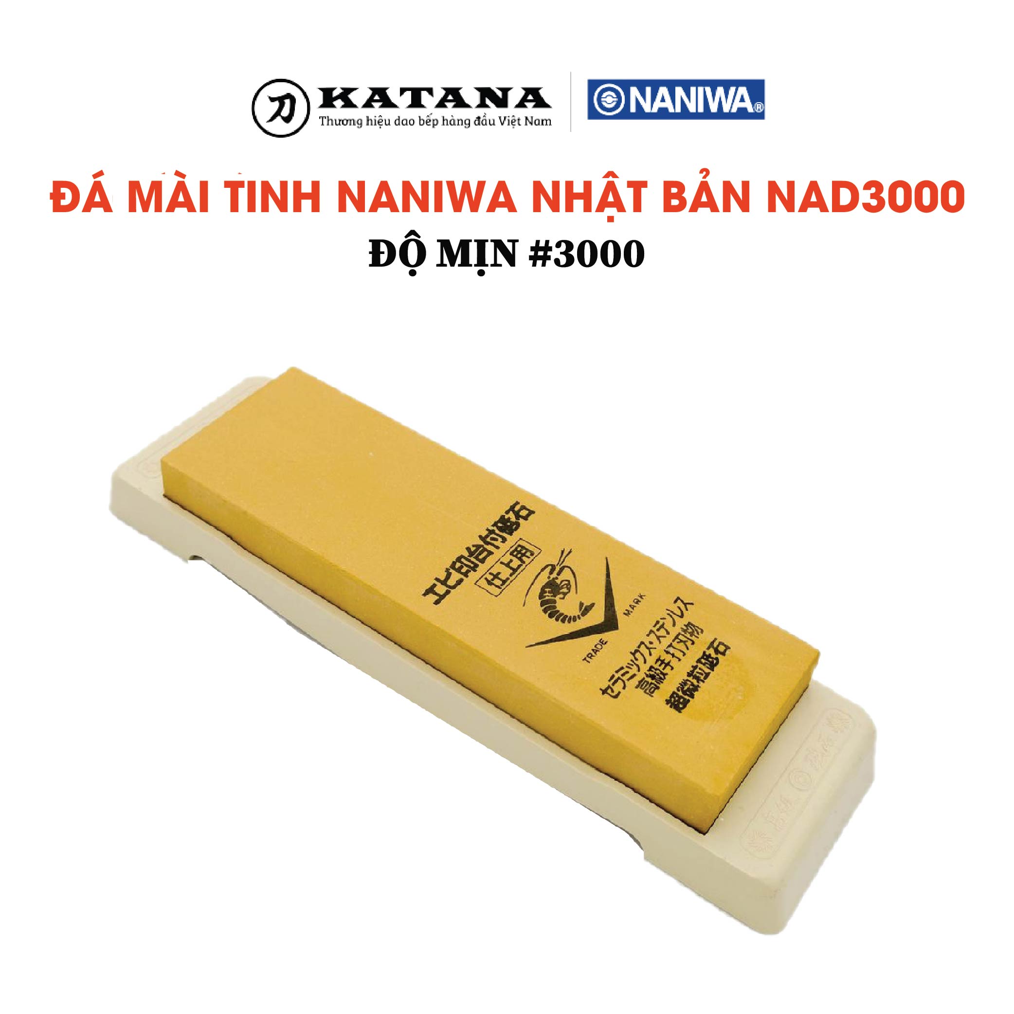 Đá mài tinh Naniwa #3000 (có đế) kèm mài phẳng - NAD 3000
