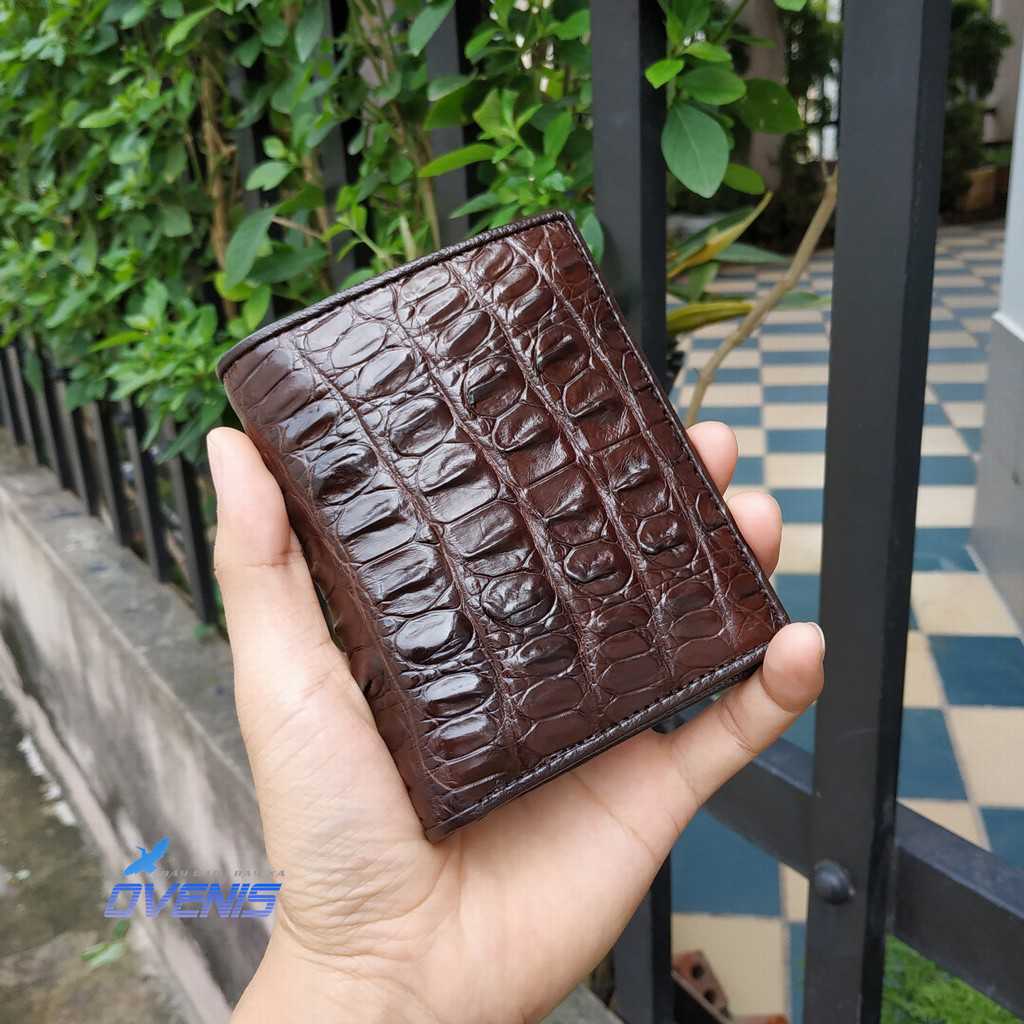 [FREE SHIP] Ví Cá Sấu Dáng Đứng 2 Mặt Sang Trọng. Da Cá Sấu Thật 100%