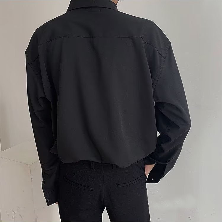 Áo sơ mi nam thời trang INICHI A1132 vải lụa mềm màu đen
