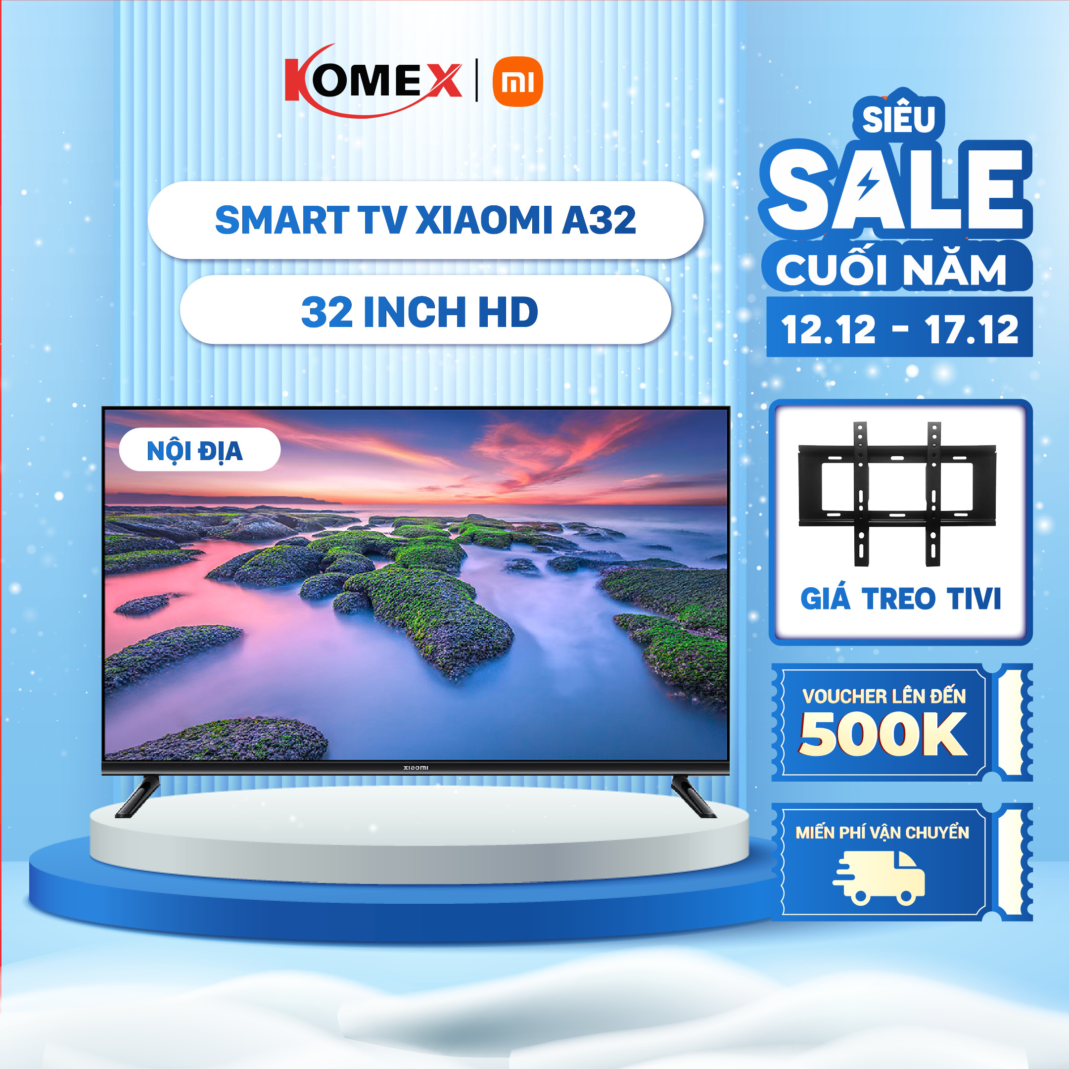 Tivi Xiaomi 32 Inch A32 Nội Địa HD Tivi Thông Minh Kết Nối Wifi, Thiết kế tràn viền, Đồng Kiểm, Đổi Trả 30 Ngày Chính Hãng Komex