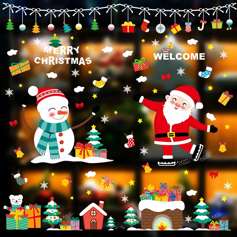 Decal trang trí Noel Hít Tĩnh Điện - Noel sắc màu vui nhộn chào giáng sinh