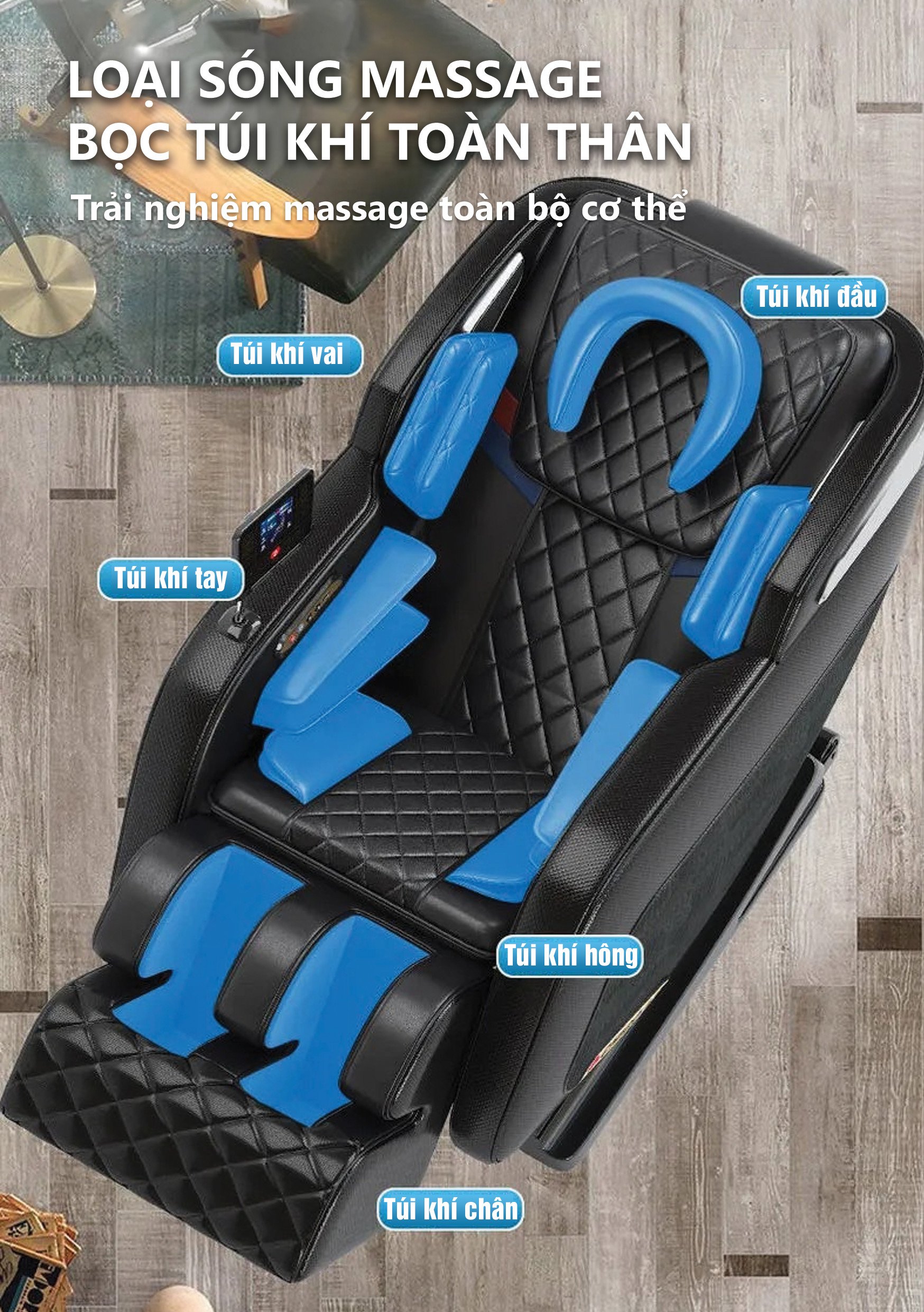 Ghế matxa hapo tự động đa năng, loa Bluetooth