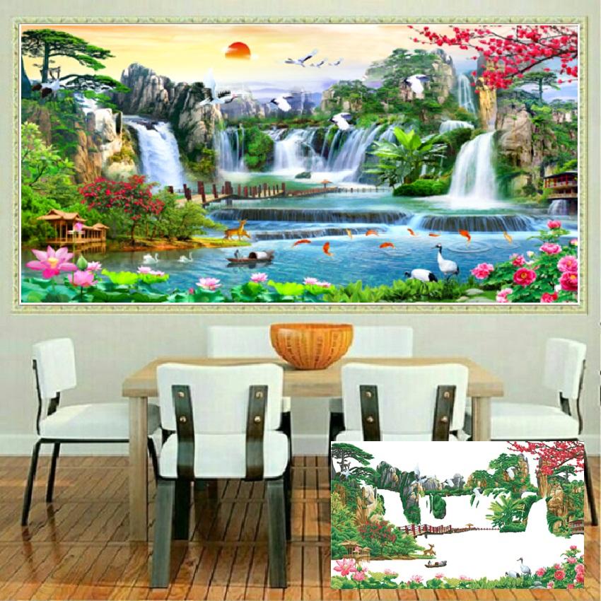 Tranh Thêu Chữ Thập Phong Cảnh 3D LV3318 160*75CM (TRANH TỰ THÊU)