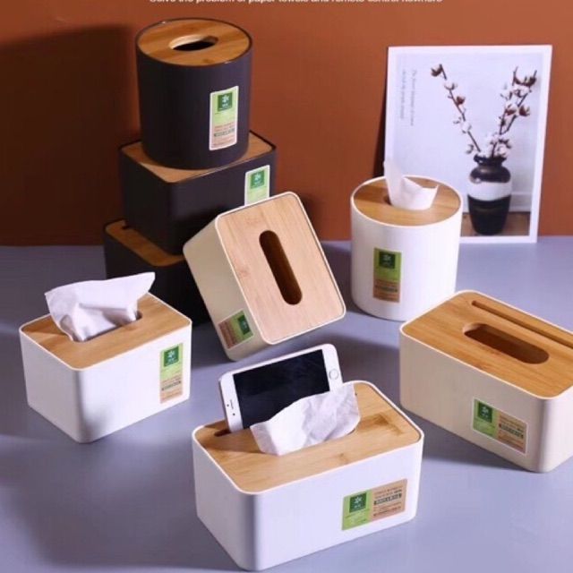 Hộp Đựng Giấy Ăn Mặt Tre Trúc Loại Đẹp Các Size|Tròn 8840