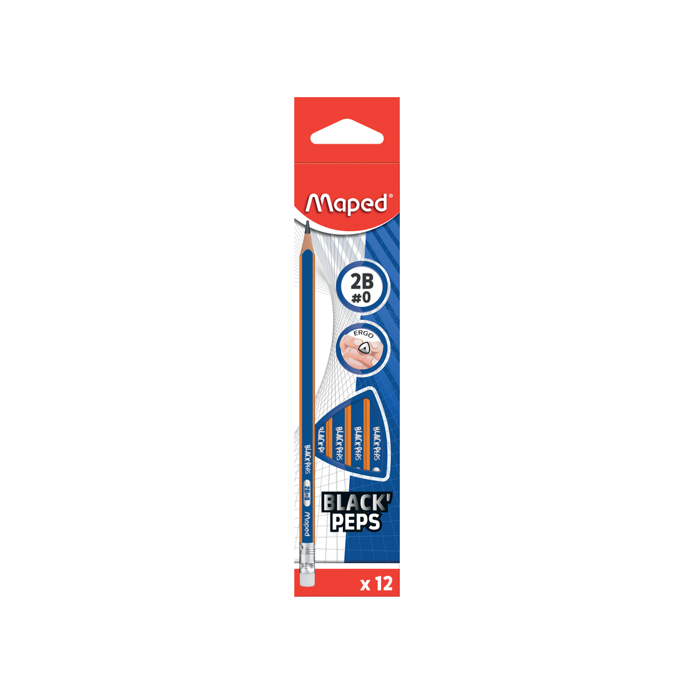 MAPED - Bút chì đen không gỗ Có Gôm 2B - 1 cây