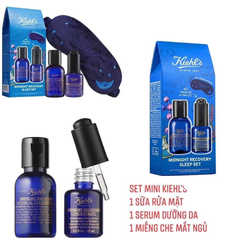 [HCM]Set Dưỡng Da 3 Món Kiehls Midnight Recovery Concentrate