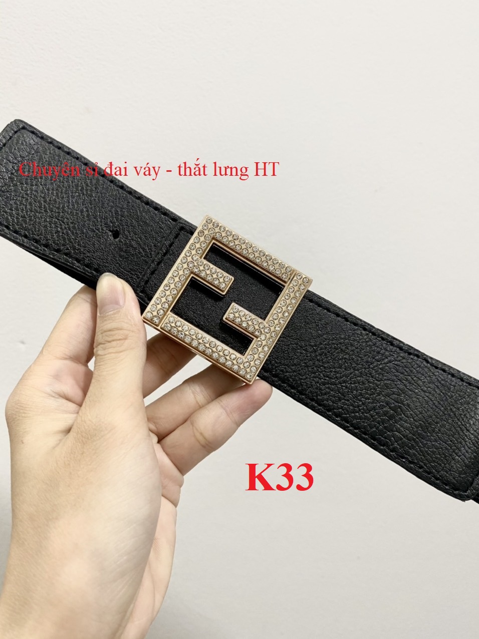 Đai váy F đá vuông bản 4cm K33