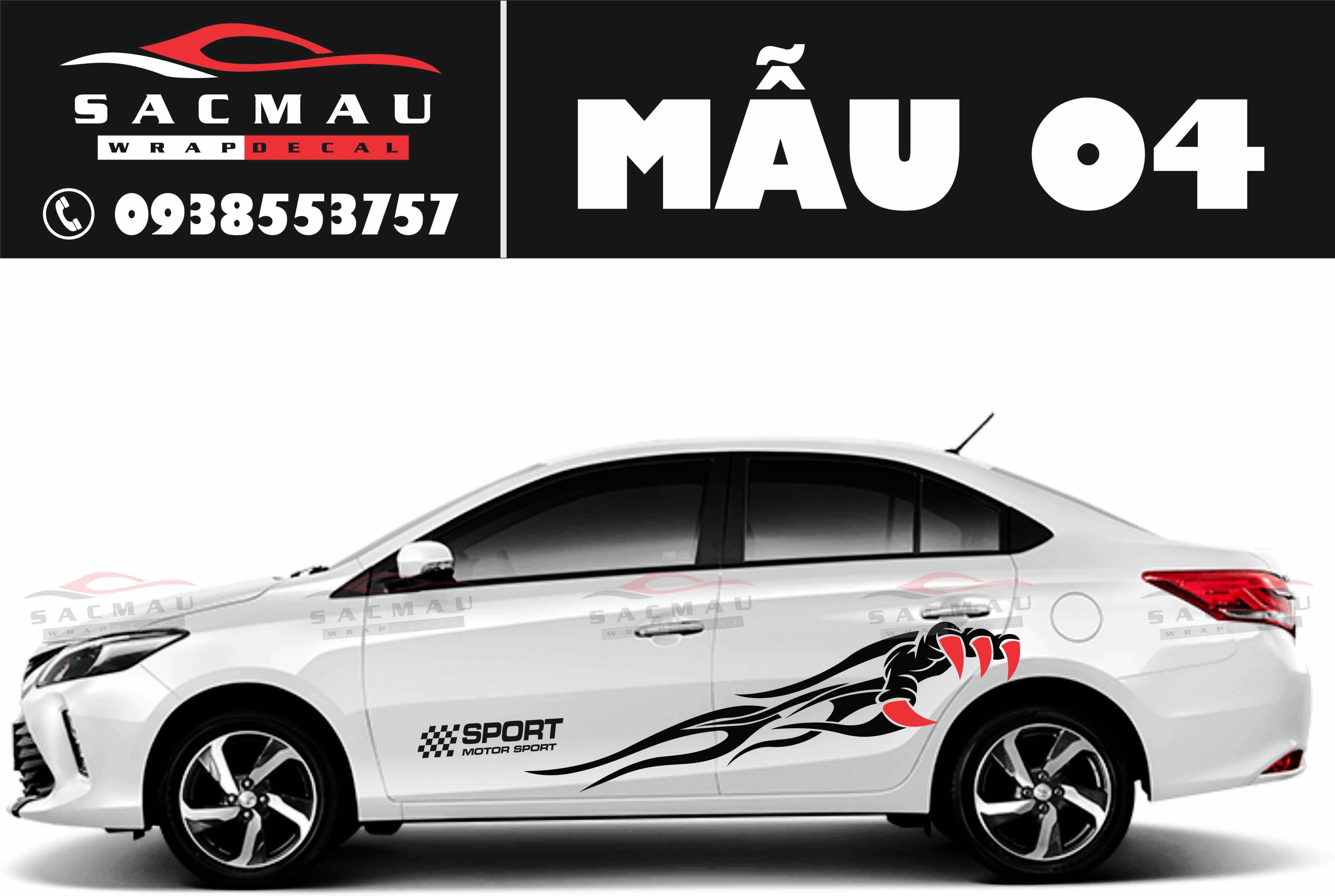 tem dán xe toyota vios, bộ sản phẩm đủ 2 bên ms02