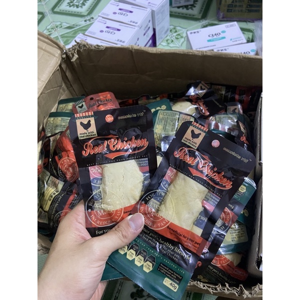 Ức gà hấp ăn liền real chicken - thức ăn dành cho thú cưng