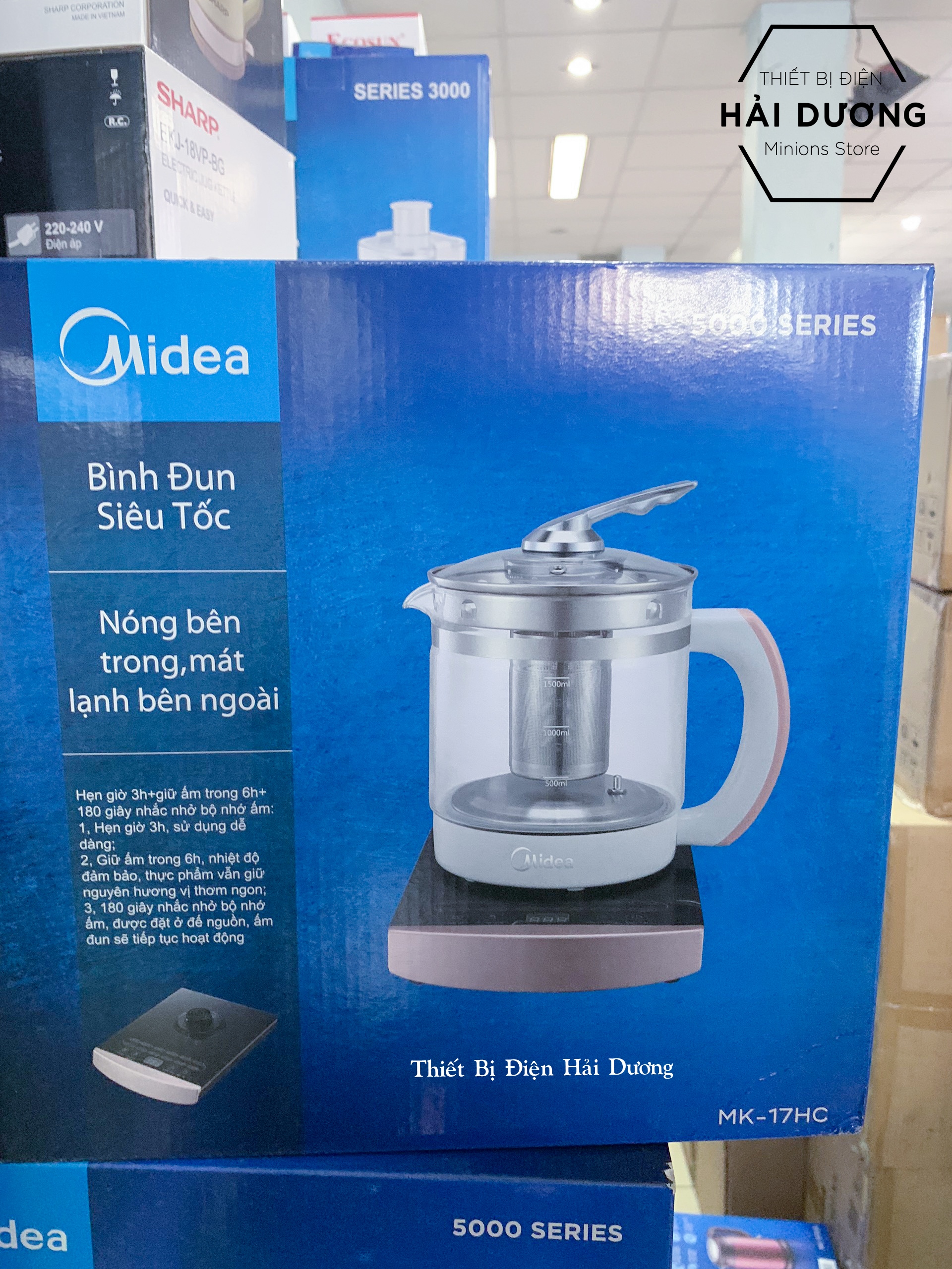 Bình Đun Siêu Tốc Midea 800W 1.5 lít MK-17HC - Bảo hành 2 năm