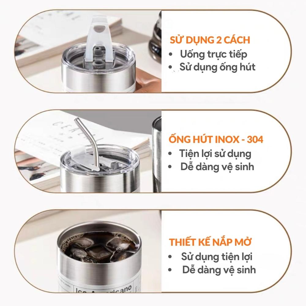 Bình Giữ Nhiệt Inox 304 CHÍNH HÃNG Dung Tích 600ml Có Tặng Kèm Ống Hút, Giữ Nhiệt 8 - 10 Tiếng Thiết Kế Sang Trọng, Có Nắp Chống Tràn Bình, Giữ Nhiệt Bình Nước, Giữ Nóng Lạnh Lâu, Binhgiữ nhiệt