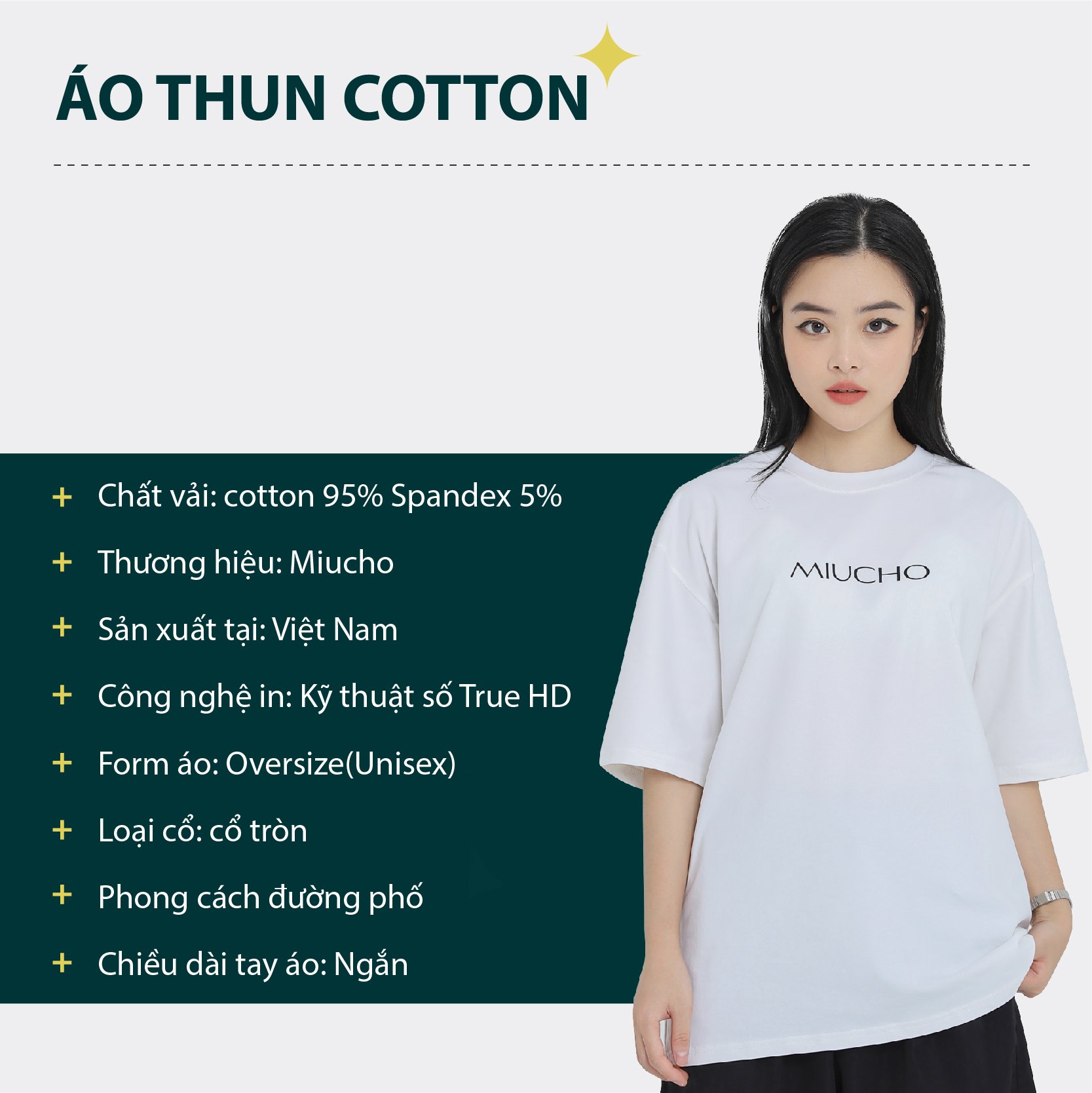 Áo thun form rộng nữ Unisex chất vải cotton MT013 Miucho in basic