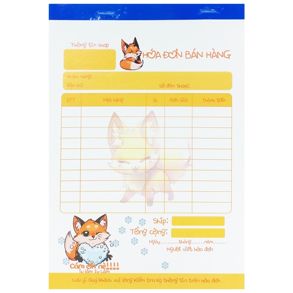 Hoá đơn 1 liên hình 50 tờ (HÌnh ngẫu nhiên)