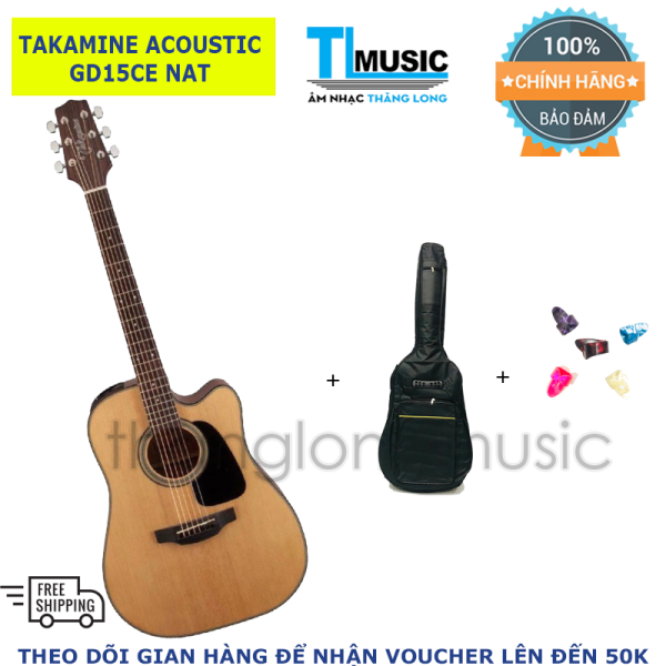 Đàn Guitar Acoustic Takamine GD15CE NAT - Tặng bao vải 3 lớp + 5 móng gảy