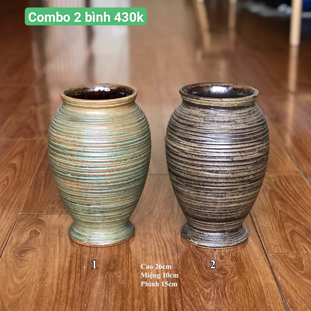 Set of 2 PCs 26cm round flower vase ceramic rice jar set ceramic jar for men gth87
