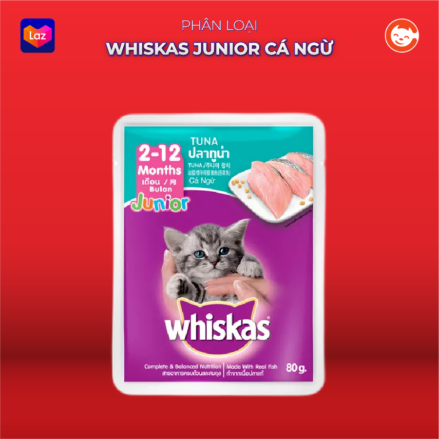 Pate Whiskas Junior - Thức Ăn Cho Mèo Con - Gói 80g