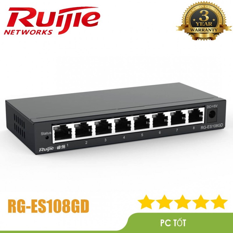 Bảng giá Switch Ruijie RG-ES108GD 8-Port Gigabit unmanaged - Mai Hoàng Phân phối Phong Vũ