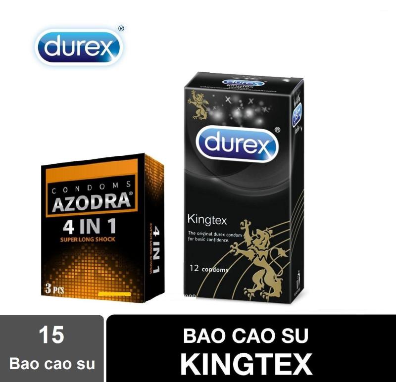 Combo 1 hộp bao cao su size nhỏ Durex KINGTEX 12c tặng 1 hộp bcs AZODRA 3c