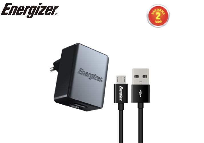 SẠC ENERGIZER 3.4A 2USB KÈM CÁP MICROUSB MÀU ĐEN - ACA2CEUUMC3