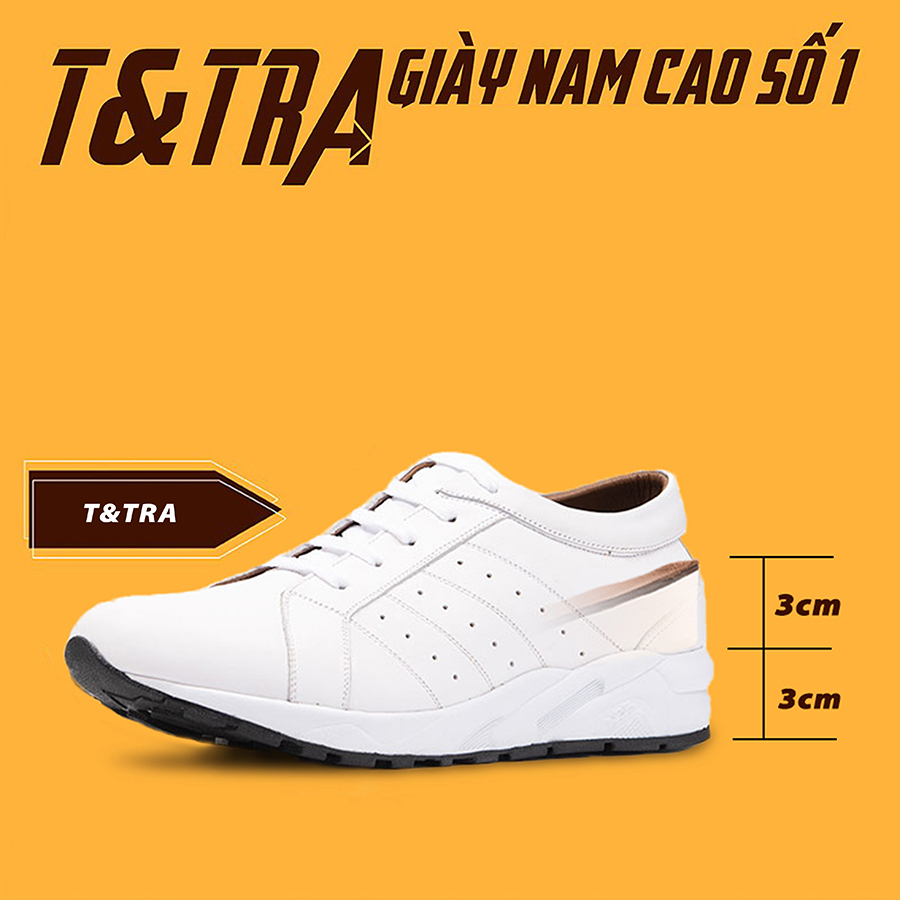 Giày Cao Nam T&TRA T19 Trắng cao 6CM