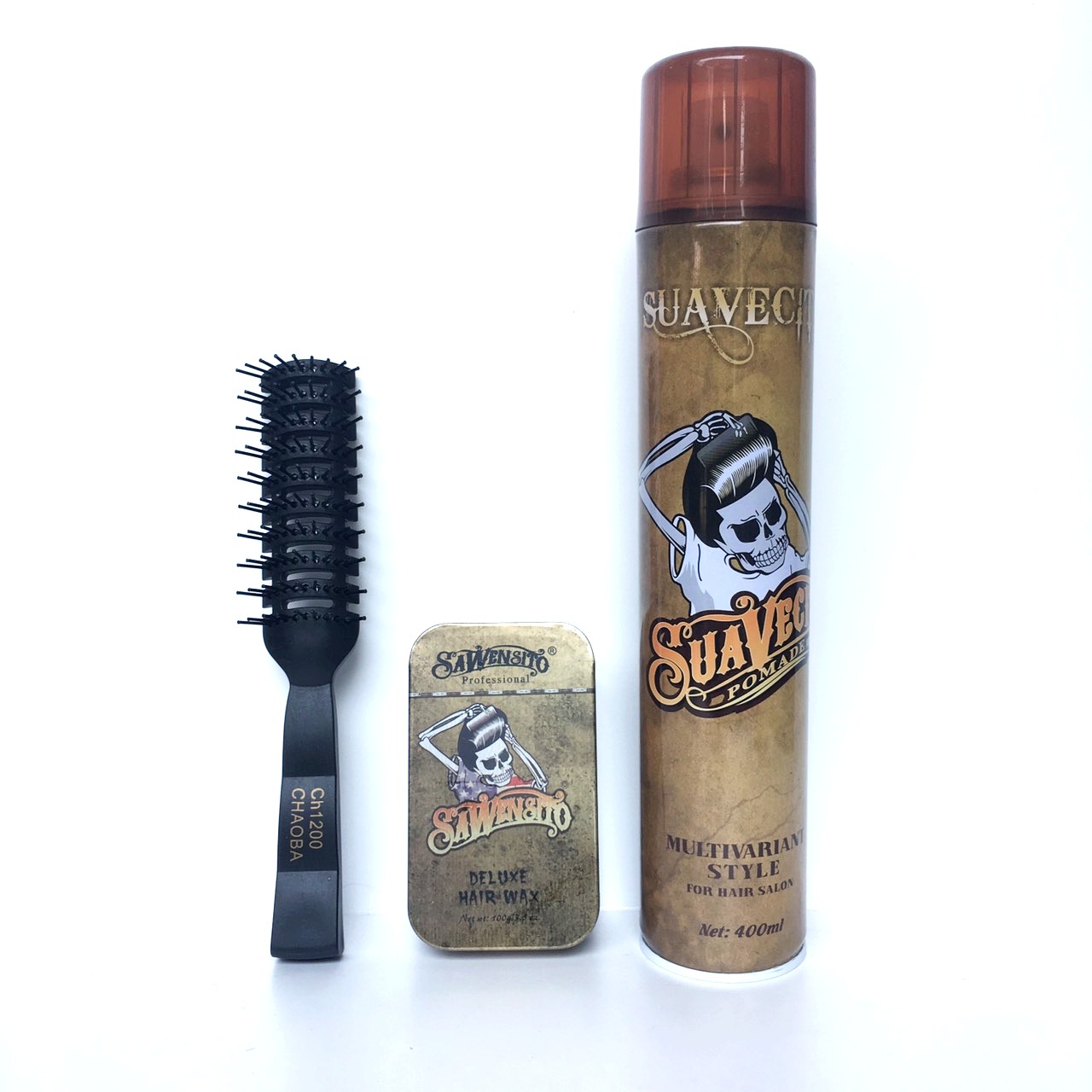 [ Hót] Gôm Xịt Tóc Tạo Kiêu Suavecito 400ml + Sáp Vuôt Tóc  Sawensito Deluxe  Tặng Lược