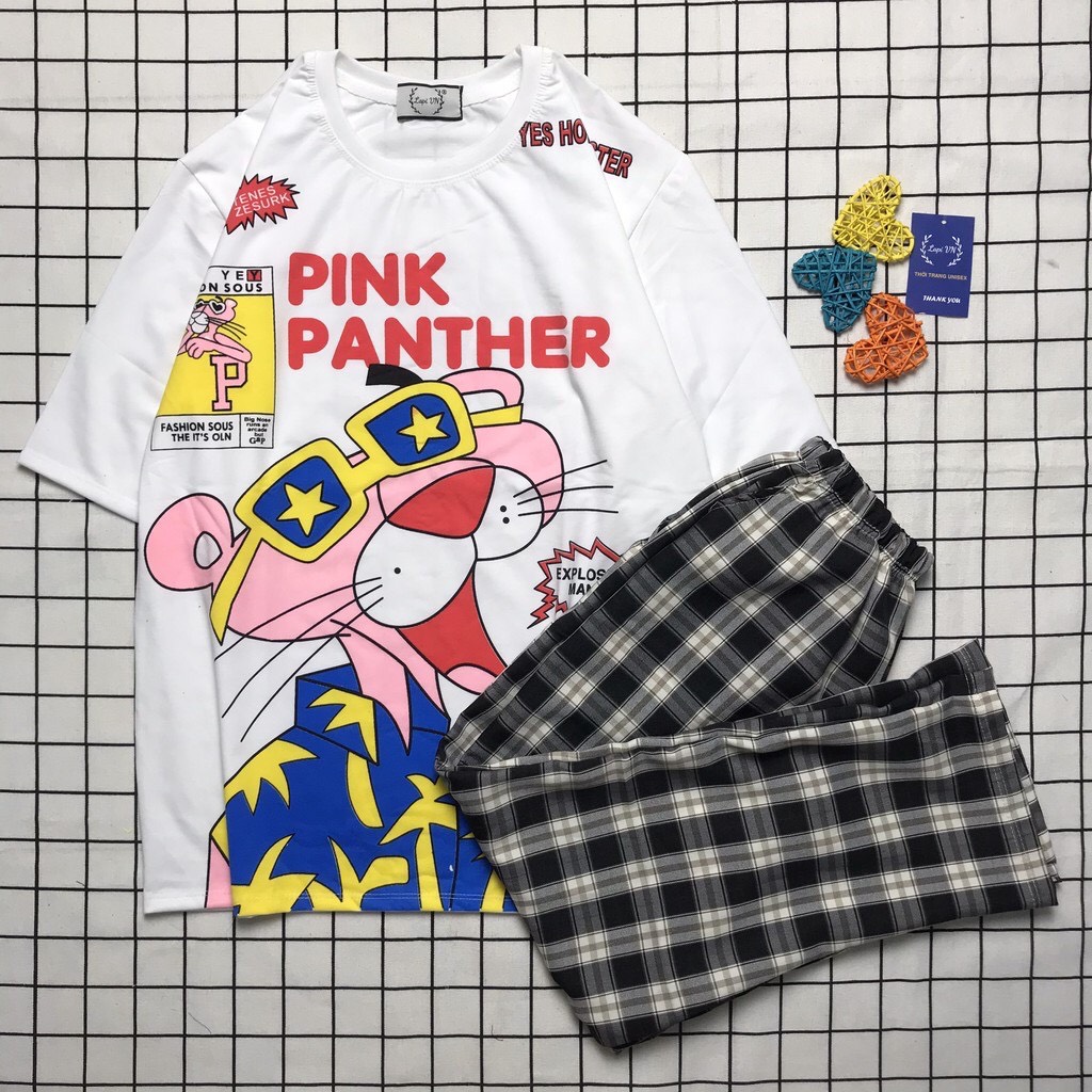 Sét Bộ Quần Dài Caro + Áo Báo Hồng Pink Panther Cực Đáng Yêu Sét ...