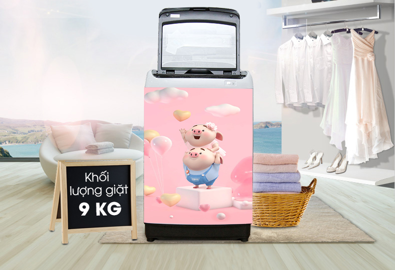 Decal dán máy giặt chất liệu cao cấp- Pig 2022