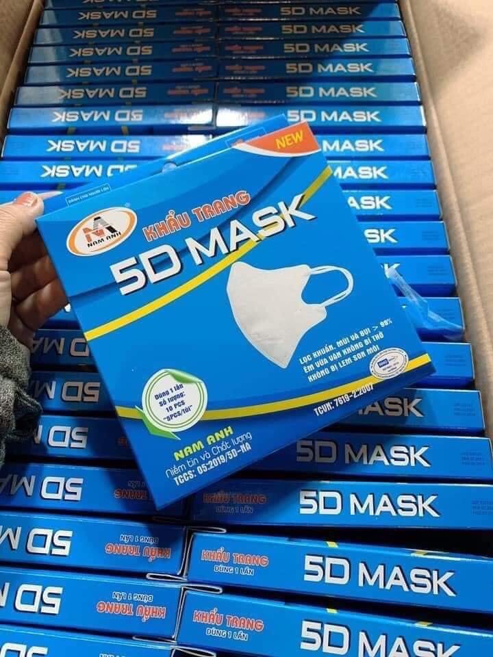 (Hộp 10 Cái) Khẩu Trang 5D Mask Nam Anh FAMAPRO Dây Thun