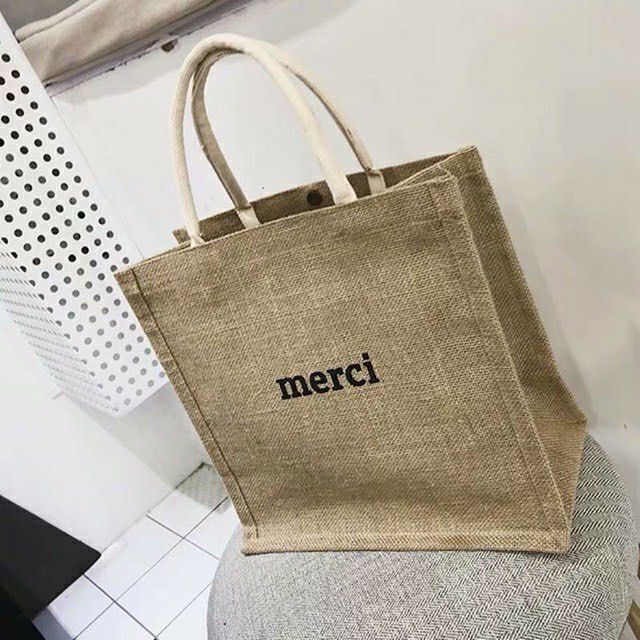 Túi cói đi biển MERCI