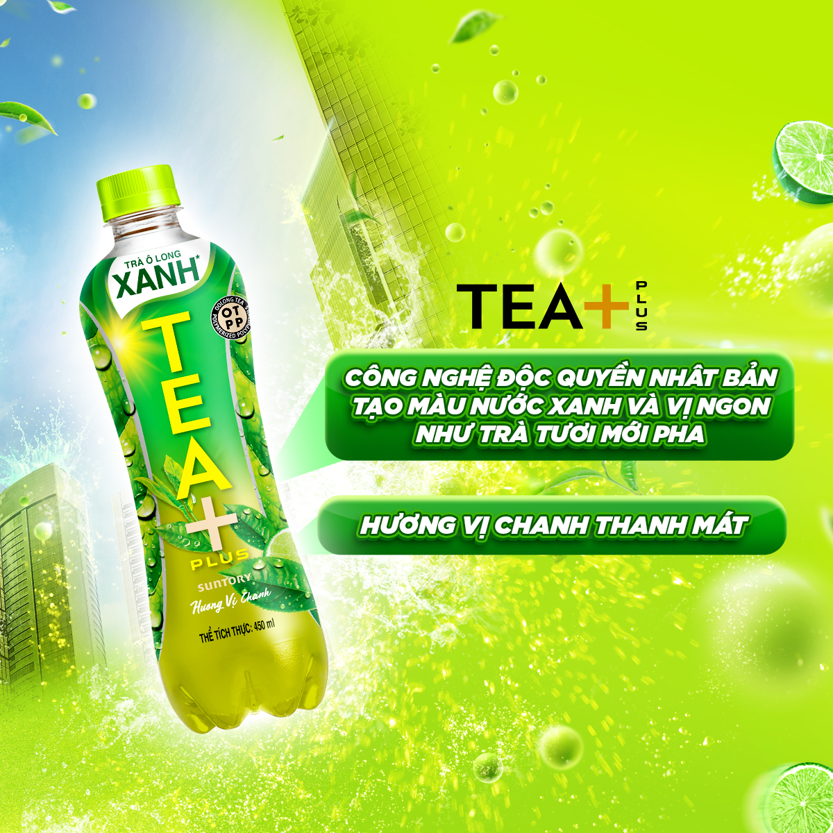 [Sale 25.10-Vc 12%] Box of 24 Bottles of Green Oolong Tea Tea+ (450Ml/Bottle)