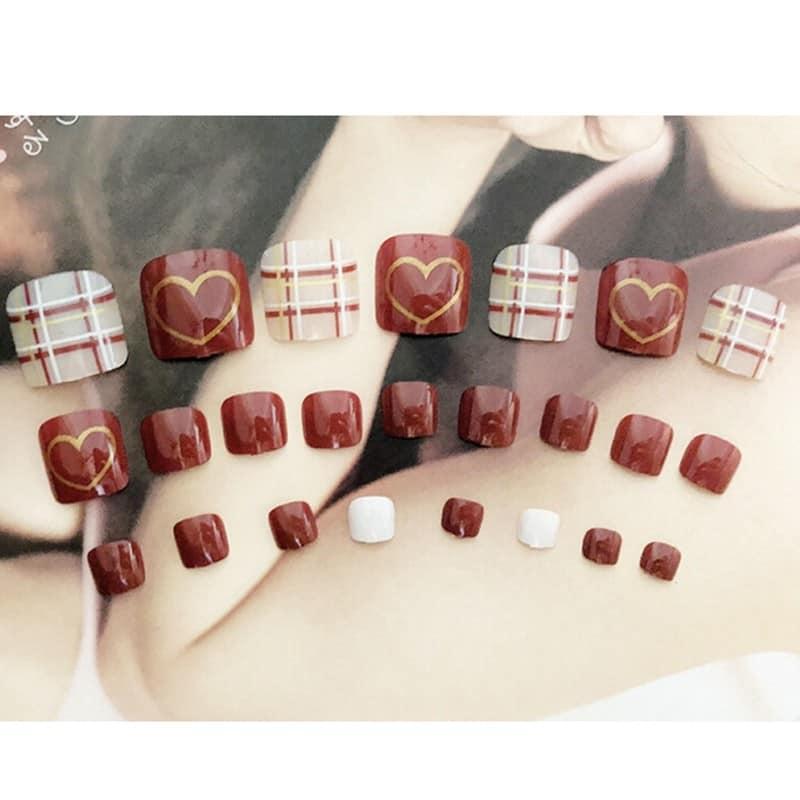 Bộ 24 Móng chân giả , móng giả C5 (kèm keo dán)