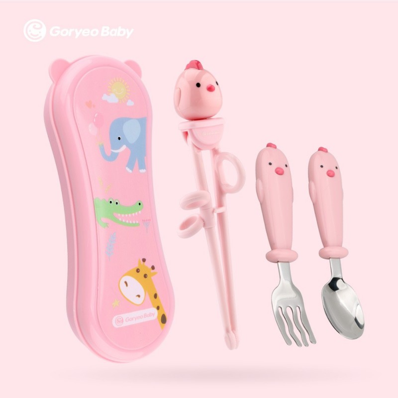 [CHO BÉ HAY ĂN CHÓNG LỚN] Bộ đũa, thìa, dĩa 3D siêu đẹp và xịn cho bé trai và bé gái tập ăn Goryeo Baby Hàn Quốc (Kèm hộp đựng bằng nhựa ABS cao cấp) chất lượng