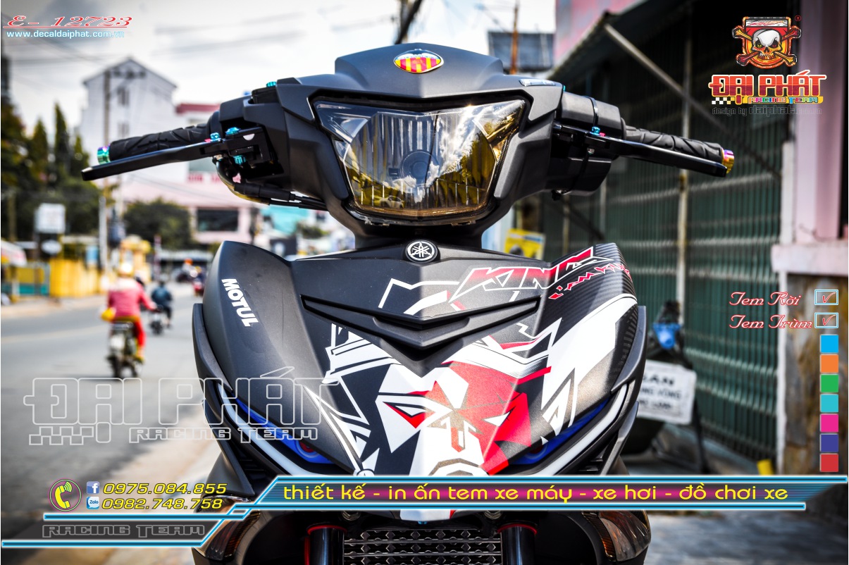 Tem Trùm Chế Exciter 150 King Drag Đen Xám Đỏ