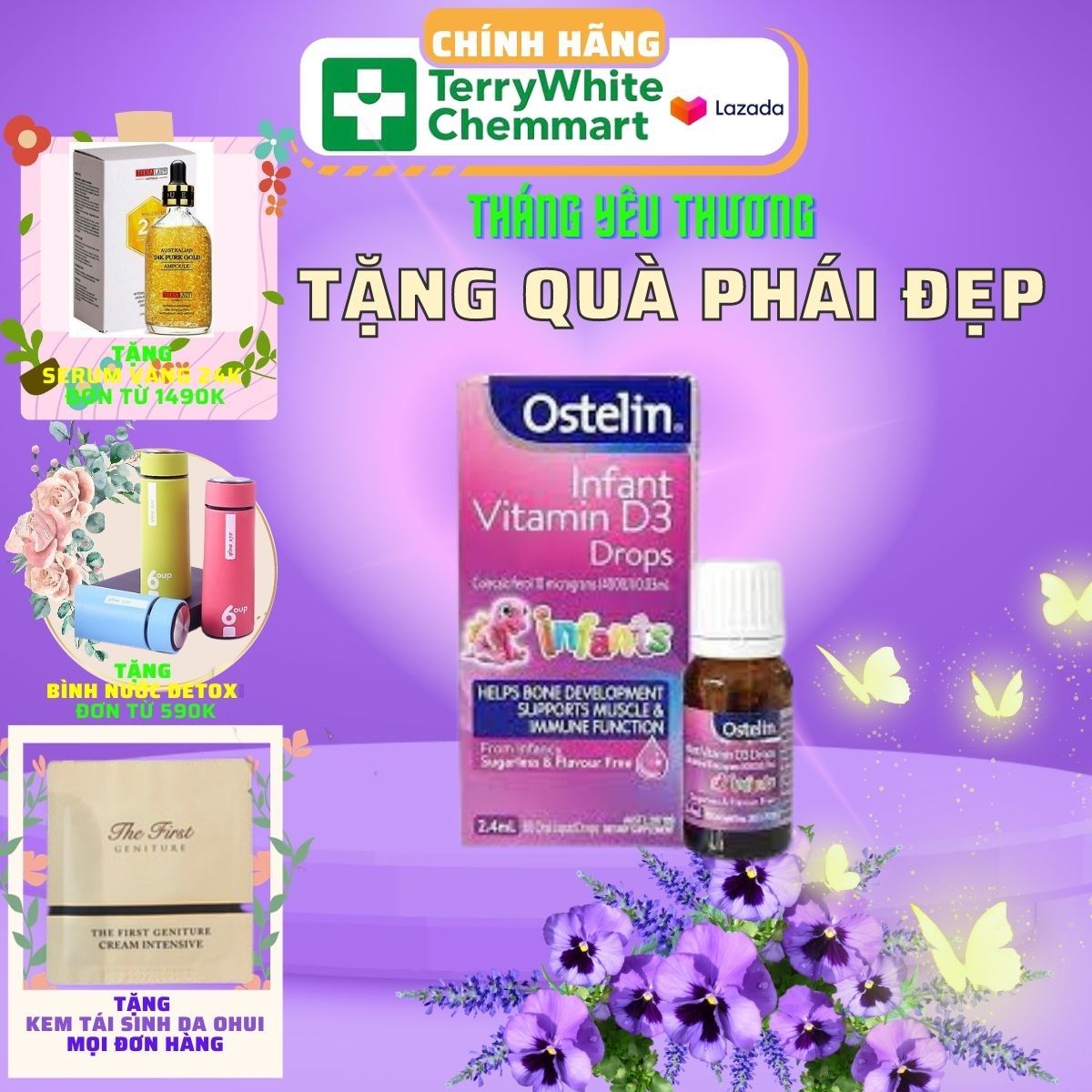 Ostelin Infant Vitamin D3 Drop 2.4 ml dạng nhỏ giọt Úc cho trẻ sơ sinh và loại 20ml cho bé từ 6 tháng tuổi
