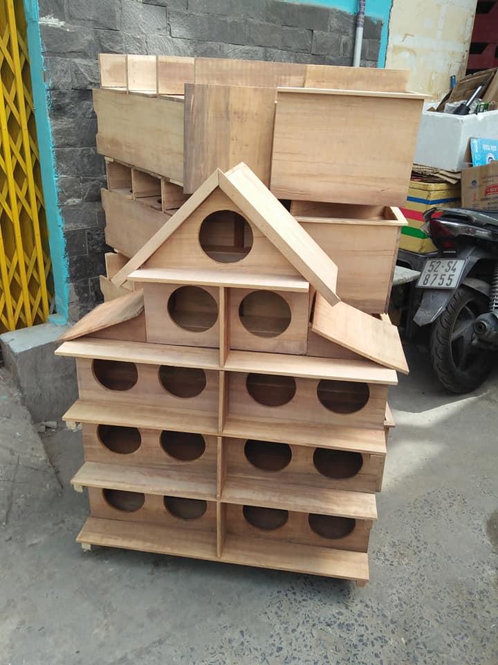 Chuồng bồ câu gỗ 15 lỗ trồng gỗ cây vườn nuôi 8 đôi chim bồ câu thả