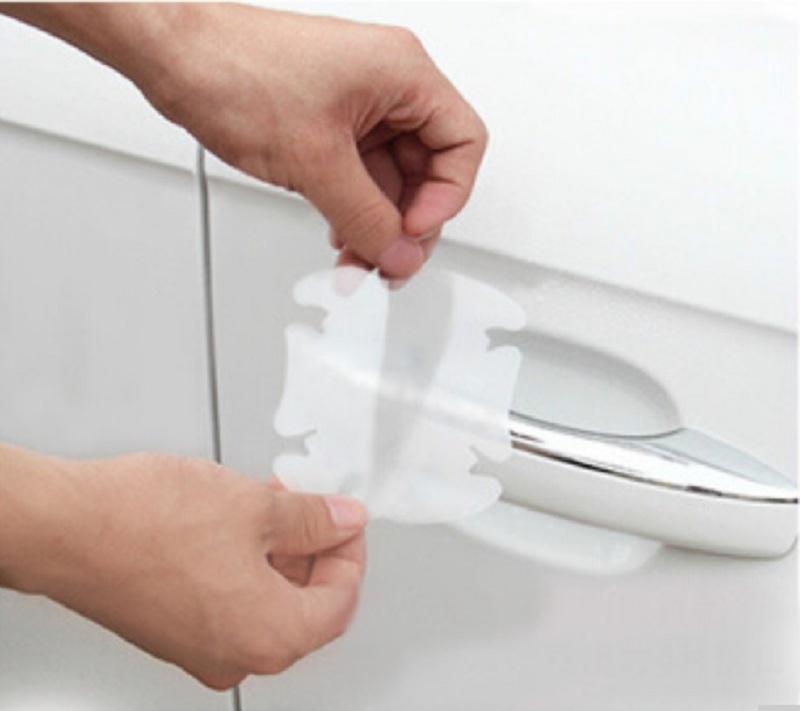 Bộ 4 miếng decal bảo vệ tay nắm mở cửa xe hơi, ô tô trong suốt, bảo vệ màu sơn tay nắm cửa bền đẹp_DC01