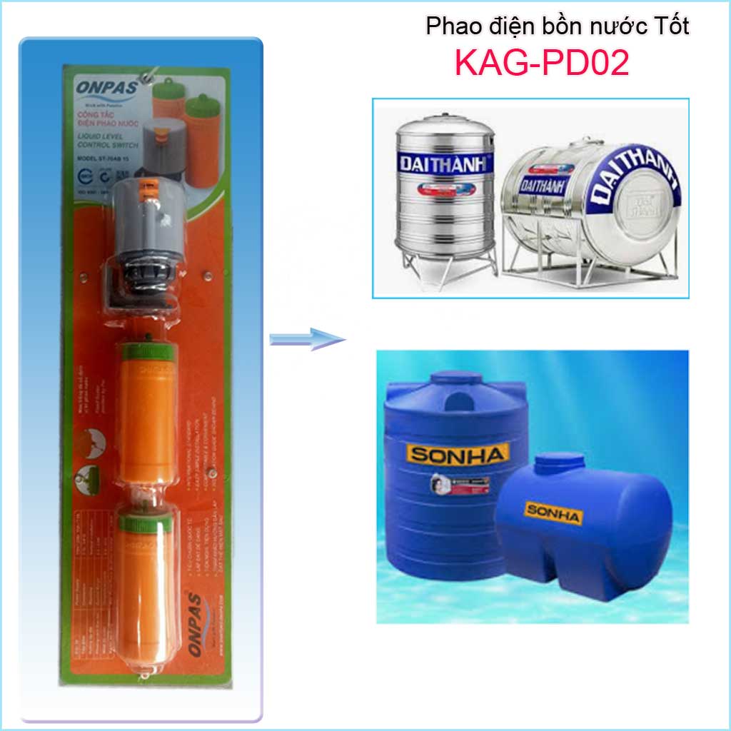 Phao điện chống tràn cho bồn nước KAG-PD02 công tắc điện phao nước Onpas cho máy bơm bồn nước
